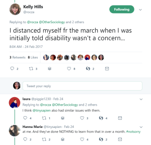 Screengrab of Twitter thread, from a reply to my tweets by philosopher Kelly Hills. She writes: 